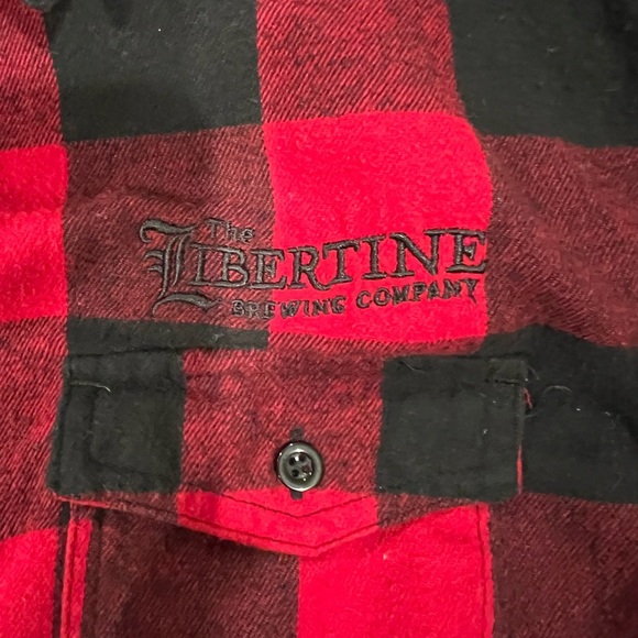 Burnside Red and Black Buffalo Plaid Button Down Shirt Libertine Brewing Large - Picture 4 of 8